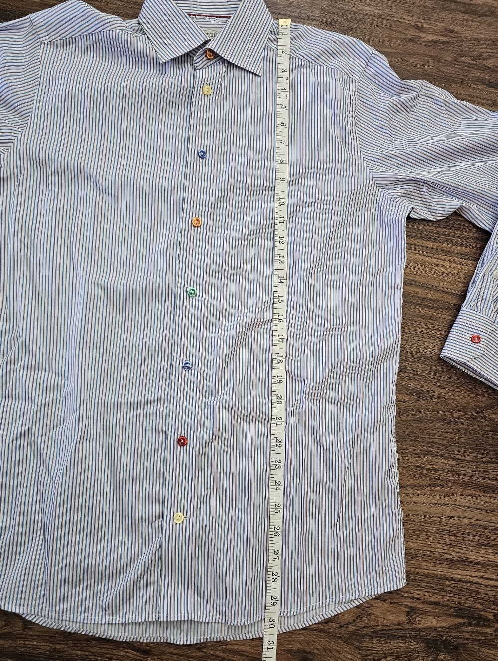 ETON Contemporary Men's Dress Shirt Size 39, 15 1/2 Striped W/Colored Buttons - Picture 6 of 10